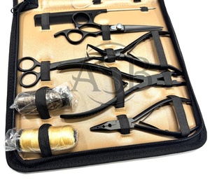 Alicates para extensión de cabello negro mate, venta al por mayor, Punta I de acero inoxidable de grado quirúrgico, juego de herramientas para extensión de cabello Nano y microperlas - Product Image 2