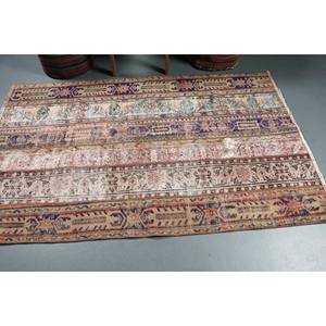 พรมลายทางสีน้ำเงินเบจคลาสสิก ทำจากขนสัตว์ เป็นมิตรกับสิ่งแวดล้อม แบบดั้งเดิม สำหรับวัยรุ่น ขนาด 4.1 x 6.6 ฟุต รูปทรงสี่เหลี่ยมผืนผ้า แบบปะติดปะต่อ เหมาะสำหรับห้องรับประทานอาหาร ทำจากยางลาเท็กซ์ สำหรับฤดูร้อน - Product Image 3