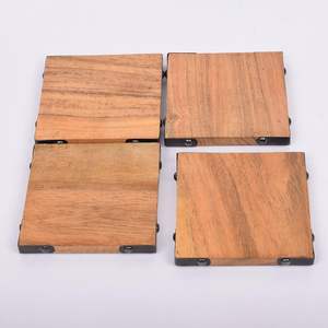 Posavasos cuadrados de madera de acacia Protección de mesa, encimera y superficies Tamaño: 4 "x 4", Juego de 4 - Product Image 3