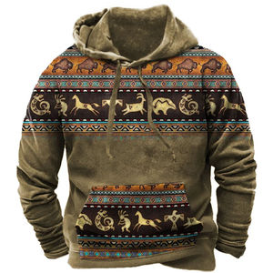 Sweat-shirt à capuche vintage tribal pour homme, printemps automne, pull personnalisé, streetwear tendance, veste décontractée, fabricant - Product Image 1