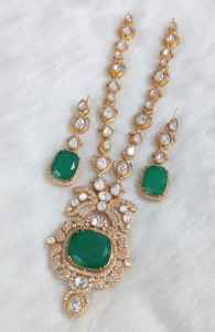 Conjunto de Collar de Latón con Piedras Polki y Doublet, Perfecto para Fiestas, Collar de Uso Diario con Hermosos Aretes, Calidad Premium - Product Image 4