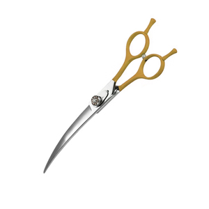 Tijera de corte de pelo de acero inoxidable con hoja curva, tijera profesional para el cuidado de mascotas - Product Image 1