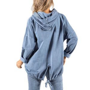 Sudadera con Capucha Estilo Acid Wash para Mujer, con Cierre, 400GSM, Algodón Casual, Fabricante OEM de Marca Privada Personalizada - Product Image 5