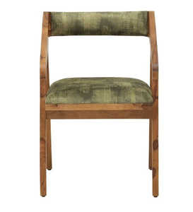 Chaise de salle à manger avec bras en bois de teck massif avec coussin en tissu pour la maison, le salon, l'appartement ou l'hôtel. - Product Image 2