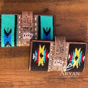 Nouveau Style occidental aztèque en cuir usiné pochette véritable fait à la main Vintage marron outillage Unique jeu de cartes Design portefeuille en cuir - Product Image 1
