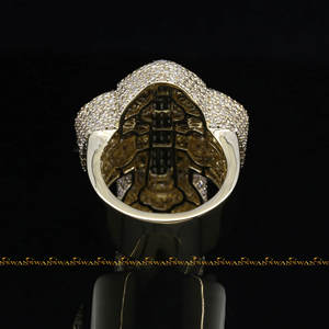 Présentant l'original Hip Hop Jesus Cross Ring Bust Down By Round And Baguette Cut Moissanite Diamond In 14kt Yellow Gold - Product Image 2