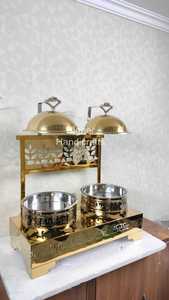 Chafing Dish de Lujo con Tapa Colgante y Acabado Dorado |   Servidor de Buffet de Acero Inoxidable de 6 Litros |   Exportador Indio para Restaurantes y Banquetes - Product Image 2