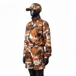 Women Windbreaker Short Set Lightweight Woven <b>Polyester</b> <b>Nylon</b> <b>Fabric</b> 120 GSM Breathable Sublimation Logo Windbreaker Short Set - Product Image 4