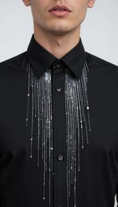 Manteau d'hiver pour homme, fait main, luxueux, en crochet, perlé, 100% polypropylène, imperméable, coupe ajustée, épais, pour mariage - Product Image 4