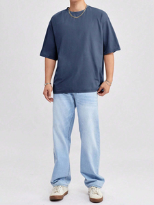 Customized Oversized T-Shirts Cotton Blend Short Sleeve <b>Tshirts</b> Crew Neck Loose Moisture-Wicking Cool T Shirt For Men's - Product Image 3