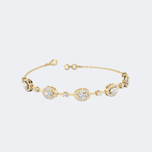 2.00CTW Round Oval Halo-<b>Set</b> Diamond Station Bracelet - Product Image 4