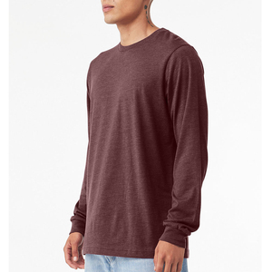 T-shirt à manches longues pour homme, col rond, couleur unie, jersey de coton, coupe classique, style décontracté, t-shirts à col rond - Product Image 3