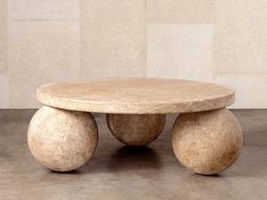 <span class=keywords><strong>Table</strong></span> à café moderne personnalisée <span class=keywords><strong>en</strong></span> marbre, <span class=keywords><strong>salon</strong></span> d'hôtel, design de luxe, sphère sculptée basse ronde <span class=keywords><strong>en</strong></span> <span class=keywords><strong>travertin</strong></span> - Product Image 4