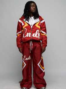 Chándales de nailon plisados de 2 piezas transpirables personalizados para hombre, cortavientos de ocio de invierno a rayas reflectantes UV, deportivo ecológico - Product Image 4