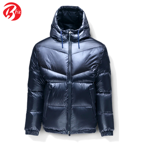 Hot Selling Custom Heavyweight Men's Hooded Puffer Jacket Breathable Canvas with Stand Collar New Design - Product Image 5