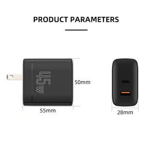 Cargador de Pared con Enchufe Europeo, 45W PD QC2.0, USB-A Tipo-C, Certificado ETL/CE, Cargador Rápido para Teléfono Inteligente, Uso Diario - Product Image 6