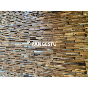 Paneles de pared modernos de teca recuperados patrón geométrico insonorizados para el hogar y Villa entretenimiento estilo decorativo - Product Image 2