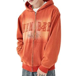 Nuevas Sudaderas con Capucha Extra Grandes Personalizadas, Lavadas al Ácido, Desgastadas, con Cierre, Estilo Vintage, Invierno, Digitales, 100% Algodón, Alta Calidad - Product Image 3