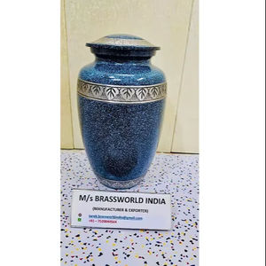 Urna Funeraria de Aluminio Estilo Americano Clásico con Acabado de Mármol Azul para Cenizas Humanas, Hecha a Mano, de Metal, para Adultos, Capacidad de 220 Pulgadas Cúbicas - Product Image 1