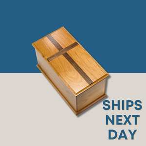 Urna Funeraria Extra Grande de Madera de Aliso con Cruz de Nogal para Cenizas, Artículos Funerarios de Madera - Product Image 4