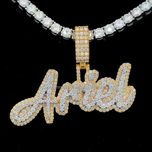 Bling VVS Moissanite Lettre Pendentif Hiphop Deux Tons Blanc Et Or Rose Plaqué Nom Glacé 925 Argent Pendentif Personnalisé - Product Image 1