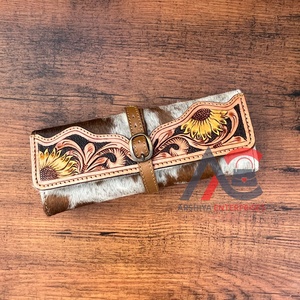 Estuche de joyería de cuero mecanizado para mujer de lujo con pelo a la moda, monedero de viaje de joyería de gran capacidad de cuero genuino Floral occidental - Product Image 1