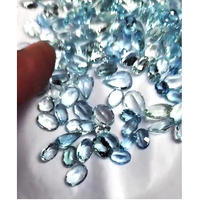 Lot de 198 pierres précieuses d'aigue-marine naturelle de haute qualité, taille poire facettée ovale, 6x4mm-7x5mm, couleur bleue, 125 carats, pour la fabrication de bijoux