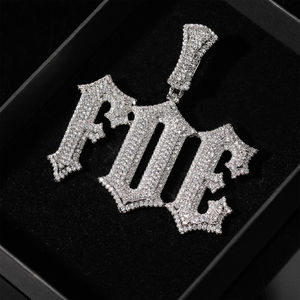 Colgante de moissanita personalizado, diseño de letra de Plata de Ley 925, nombre personalizado, joyería de hip hop helada para él, cumpleaños perfecto - Product Image 1