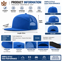 Casquette Trucker Personnalisée 7 Panneaux 100% Coton avec Dos en Maille Polyester, Visière Plate, Fermeture Snapback, Logo Personnalisé, Vente en Gros, OEM, ODM, Marque Privée