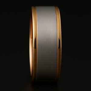 Magnifiquement conçu 6mm 14K or massif deux tons alliance blanc or rose plaqué rhodium pour femmes hommes à la mode pour les fêtes - Product Image 2