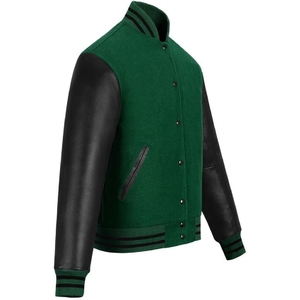 Forest Green Black Varsity Jacket Sporty College Style Emerald Varsity Jacket Trendy Casual Wear - Product Image 6