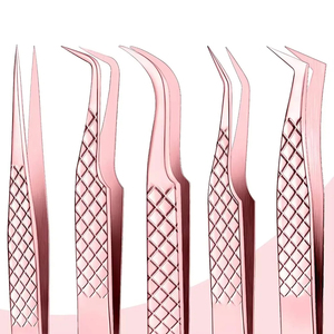 Ensemble de 5 pinces à épiler en acier inoxydable de haute qualité pour extensions de cils, volume des cils - Pinces antistatiques et durables - Product Image 3