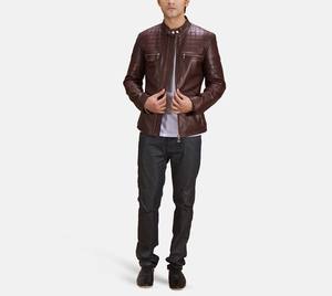 Chaqueta de invierno para hombre de diseño superior con cuello levantado manga completa 100% cuero de alta calidad personalizable precio razonable - Product Image 4