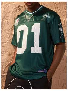 Maillot de football américain personnalisé pour hommes Graffiti Line Design Mesh Respirant Plus Size Maillot de football américain à manches courtes - Product Image 3