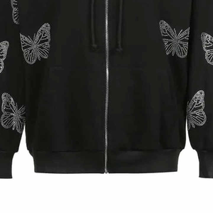 Sudaderas con capucha bordadas personalizadas más vendidas con cordón de mariposa ajustable Cremallera completa Nueva llegada de EE. UU. para el invierno - Product Image 3