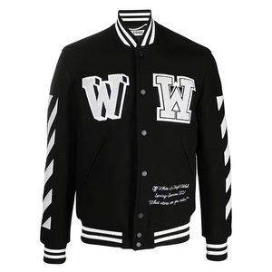 Custom Men's Hooded Stand Letterman Varsity <b>Jacket</b> <b>Canvas</b> Breathable Vintage Streetwear Embroidery Chenille Patch Winter Front - Product Image 4