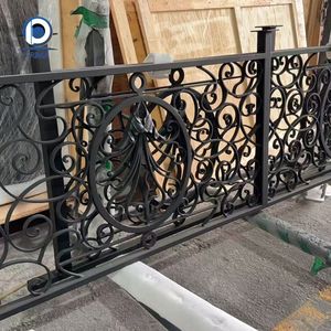 PRIMA Wholesale Exterior Balustrades Handrails Balcony <strong>Fences</strong> Durable Public Industrial Security Wrought Iron Railing - Product Image 5