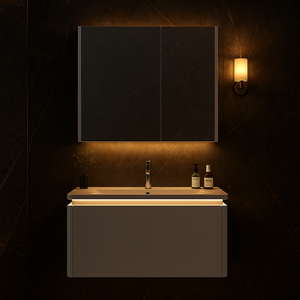 Lavabo intelligent Tenture murale commerciale Étanche Rangement personnalisé à DEL Armoire à miroir de salle de bain en acier inoxydable - Product Image 1