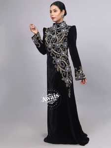 อะบายาคาฟตันกำมะหยี่หรูหราสำหรับใส่ในบ้านขนาดพิเศษน้ำหนักเบาประดับด้วยลูกปัดแขนยาวสำหรับงานแต่งงาน - Product Image 4