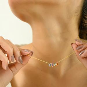 สร้อยคอจี้อัญมณีทำมือรูปลูกแพร์หลายสีทอง14K ดีไซน์ใหม่สำหรับผู้หญิงเครื่องประดับที่ซ้อนกันได้ไม่เหมือนใคร - Product Image 4