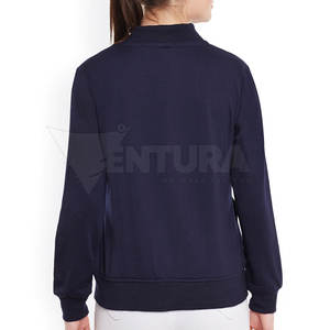 Chaqueta Bomber de cuero con logotipo personalizado para mujer, Chaqueta larga de invierno de poliéster sólido para exteriores, cremallera, cuello levantado, punto transpirable - Product Image 3