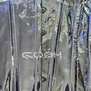 Corset de maintien de la taille en acier, argenté métallisé brillant, avec bonnets arrondis et fermeture frontale à busclettes - Product Image 4