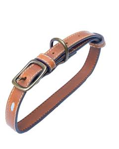 Collar De Perro De Cuero Clásico Artesanal Con Hebilla De Latón Y Anillo D - Product Image 1