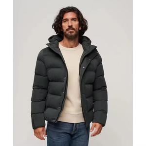 Chaqueta de Plumón Negra de Nailon Transpirable de Secado Rápido para Hombre con Logotipo Frontal Personalizado - Product Image 1