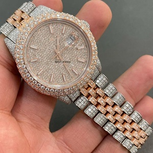 Montre Hip Hop de Luxe Bicolore Or Rose Moissanite Sertie de Diamants avec Cadran VVS - Product Image 1