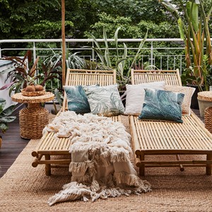 Meubles de luxe près de la piscine bambou lit de soleil loisirs chaise longue plage cour bain de soleil - Product Image 4