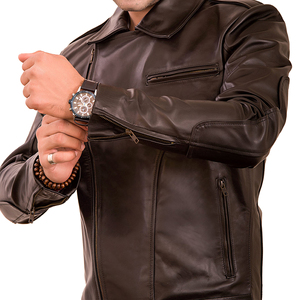 Veste en cuir mince haute couture pour homme Taille personnalisée Style O.E.M original en peau de vache et de mouton - Product Image 2