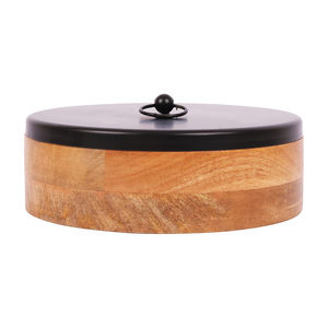 Pot en bois très exigeant avec couvercle en métal meilleure qualité casserole de luxe faite à la main forme ronde dessus de Table cuisine chauffe-aliments - Product Image 5