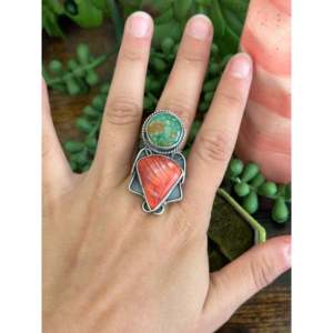 Multi Stone <b>Garnet</b> Sterling <b>Silver</b> Adjustable <b>Ring</b> Bezel Set Geometric Fine Jewelry - Product Image 2