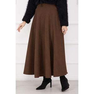 Mevlana Skirt Coffee Ribbed Design <b>Half</b> <b>Slip</b> Casual for Girls Soft Breathable Corduroy Silk Knitted Short Machine Print Belt - Product Image 2